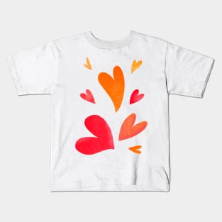 Fun Heart Pattern Pink and Orange Kids T-Shirt